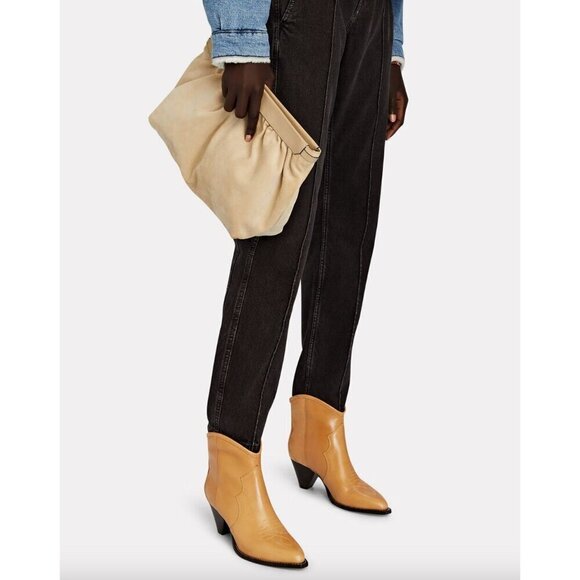 Isabel Marant Darizo Leather Western Booties Natural Tan Womens Size 37 - Picture 4 of 15